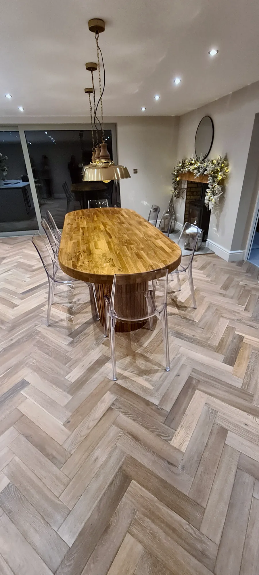 The table from the end of the room
