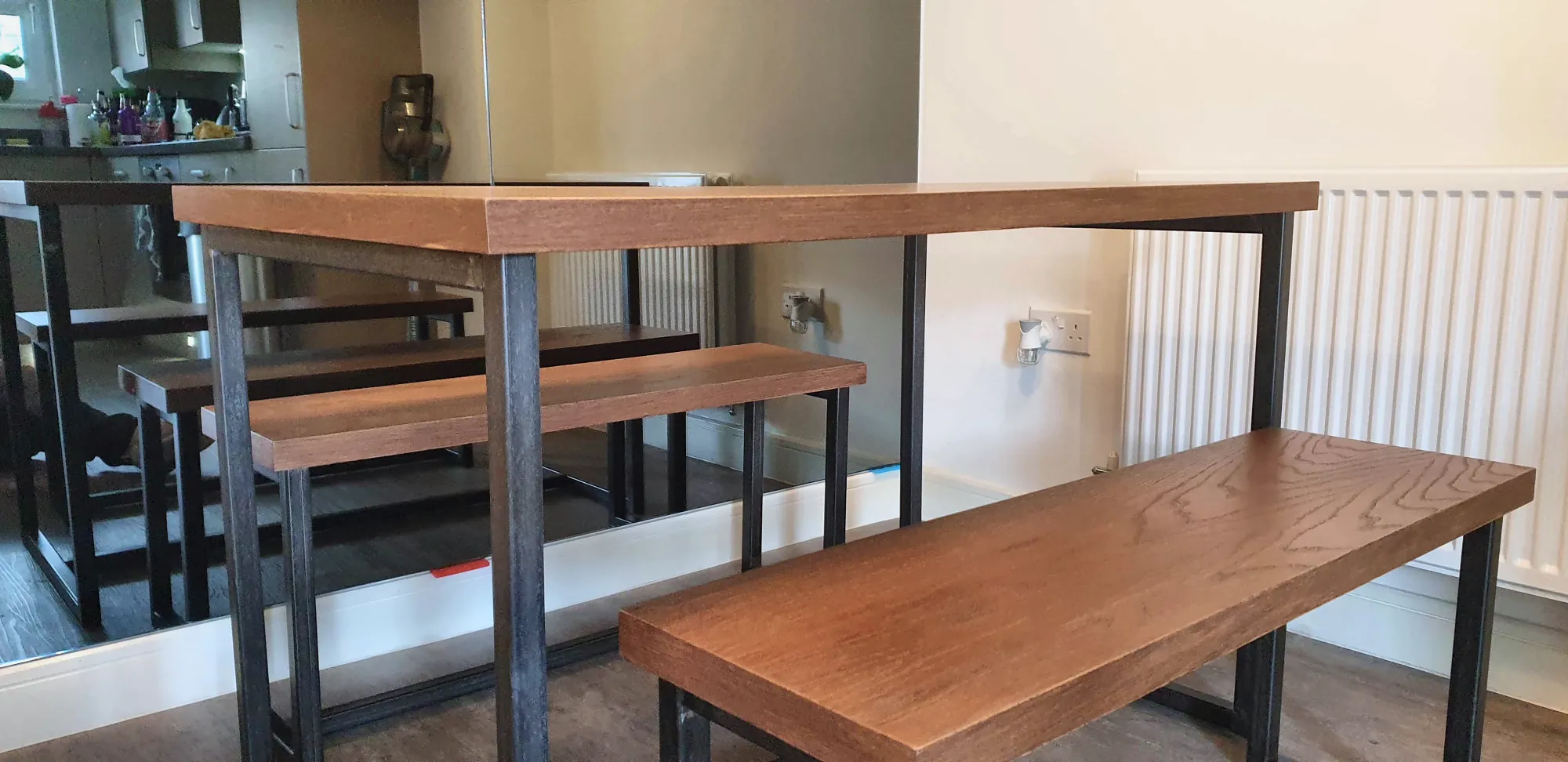 Matching dining table and benches
